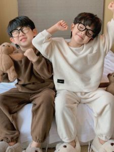 Đồ Ngủ Bé Trai Đồ Mặc Ở Nhà Nhung Đức Dài Tay Mẫu Mới 2023 Mẫu Thu Đông Bộ Đồ Giữ Ấm Bé Trai Đồ Mặc Nhà Thời Trang