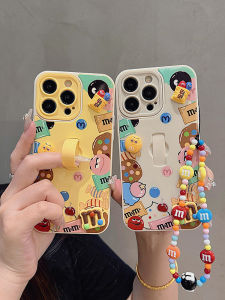Three-Dimensional M Bean Chocolate for Iphone16 Phone Case 15promax Apple 14pro Protective Case 13 Japanese Korean Cartoon 12 Telescopic Ring Bracket 11 Bracelet Lanyard Couple Men and Women