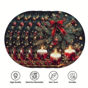 VIKAMA 4-Piece Christmas Pine Branch Placemats Holiday Gathering Family Dining Table Decor Accessories Party Decorations