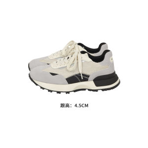 MeiYang Dad Shoes Color Block Thick Bottom Casual Sports Sneakers Fashionable All-Match Intermediate Heel round Toe Rubber Outsole