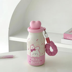 Cute Rabbit Design Insulated Cup With Straw Small