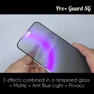 [SG] iPhone 3-in-1 Matte Anti Blue Light Privacy Screen Protector iPhone 17 Pro Max Air iPhone 16 Pro Max Plus 17e 16e 15 Pro Max Plus 14 Pro Max 13 Pro Max 12 11 XR Xs Tempered Glass Screen Protector