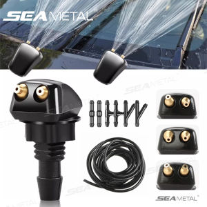 SEAMETAL Car Windshield Wiper Washer Spray Nozzle Dual Hole Hose Jet Adjustable Spray Connector Kit