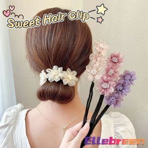 Ladies Sweet Fashion Pearl Flower Coil Simple and Generous High-end Hairpin Semi-round Ball Head Artifact