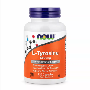 NOW Foods L-Tyrosine 500mg 120 Capsules Amino Acid Supplement for Mental Alertness Mood & Thyroid Support Non-GMO