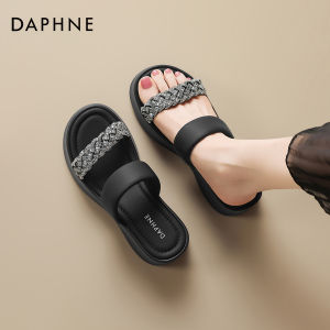 Daphne | Thick Sole Summer Slippers Black Casual Sandals