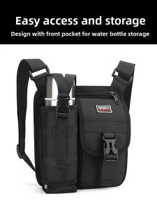 Casual Outdoor Crossbody Bag for Men Traveling Working with Insulated Mug Single Shoulder Sling Backpack Small Mobile Phone Bag