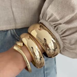 Ingemark | Ingemark 3 Styles Hip Hop Glossy Heavy Metal Chunky Banlges for Women Men Punk Gold Color Spring Arm Bracelets Daily Jewelry New