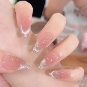 Natural Wearable Nail Tips Long Middle Length Handmade Detachable White Enhancing Student Friendly Gentle Color Korean Style