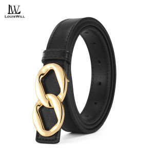 LouisWill Fashion Women Belts Retro Belt Elegant Slim Belt Soft Second-layer Cow Leather Belt Adjustable Girls Ladies Long Straps Waistbands Dress Coat Alloy Buckle Leisure Belt