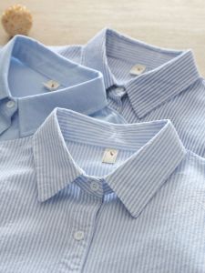 Loose Fit Striped Cotton Oxford Shirt Long Sleeve