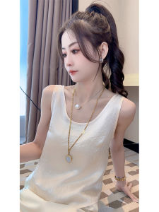 chaqi | French Elegant Satin White Strap Vest Women Summer New Slimming Inner Wear Sleeveless Top Trendy Solid Color Commute Style