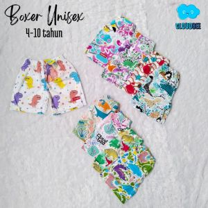 CLOUDBEE CELANA PENDEK BOXER ANAK CEWEK DAN COWOK USIA 4-10 TAHUN SHORT PANTS BRANDED GAMBAR DINOSAURUS BAHAN COTTON PREMIUM NYAMAN ADEM BAWAHAN KOLOR MURAH DAILY CELPEN CELANA SANTAI DIRUMAH PANJANG SELUTUT DZ-108 BISA COD