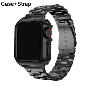 Metal Strap +TPU Case for Apple Watch Ultra 49mm 41 45 38 42 40 44mm Stainless Steel Bracelet for iWatch Series 9 8 7 6 SE 5 4 3