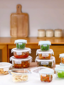 ICIC Glass Crisper Leakproof Microwavable Oven Safe Bento Lunch Box Food Storage With Lid Kitchen Organizer Refrigerator Food Storage
