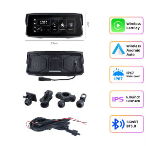 EKLEVA M12 Motorcycle 7" CarPlay Android Auto Navigation Moto DVR IPX7 Waterproof Dual Bluetooth 5.0 Support Dual Recording