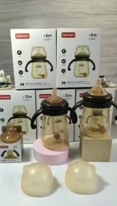 Sweetybayibayi 300ML Baby Feeding Bottle Anti-Coli Nano Silver Milk Bottle Newborn Botol Susu Wide Neck Water Bottle With Straw