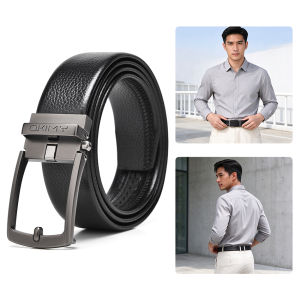 MENSPE Fashion Mens Belt Automatic Buckle Imitation Needle Buckle Belts Soft PU Leather Belt Retro Litchi Pattern Belt 120cm Scratch Resistant Belts Business Belt Leisure Belt Gentlemen Belt for Men