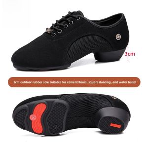 Latin Dance Shoes Womens Soft Bottom Oxford Cloth Dancing Shoes Mens Square Dance Comfortable Breathable Sport Shoes