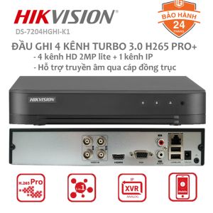 Đầu ghi camera 4 kênh turbo 1080P H.265 Hikvision DS-7204HGHI-K1(S) hàng chính hãng