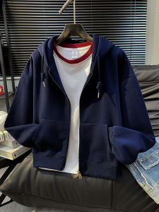 Womens Zipper Hoodie Thin Long Sleeve Spring Autumn Outerwear Casual Loose Fit Cotton Blend Korean Style Short Length