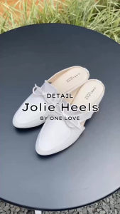 ONE LOVE LIKEN JOLIE - Sepatu Heels Wanita Elegan Hak Tinggi 3cm Warna Beige dengan Aksen Pita