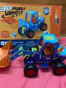 TOI đồ chơi thủ công lắp ráp xe 3D có bánh đà chạy được - Origami 3D DIY có 2 mẫu xe xúc và xe địa hình Jeep