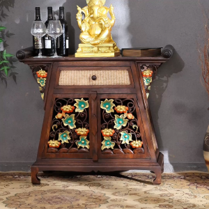 เฟอร์นิเจอร์สไตล์เอเชียตะวันออกเฉียงใต้โต๊ะแกะสลักไม้เนื้อแข็งแกะสลักฟักทองดอกไม้เก็บตู้เก็บของสองประตูพร้อมลิ้นชัก