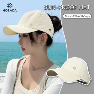 HOZADA Fashion Sun Cap Womens Sun Visor Hat Half Empty Top Large Brim Summer Visor Cap Women High Ponytail Baseball Cap Sunscreen Cap Outdoor Urban Sports Sun Protection Hat Can Wear Mask for Outdoor Travelling Shopping Climbing