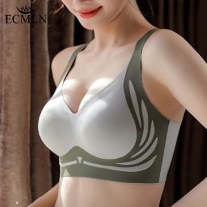 ECMLN Lifting Side Breasts Seamless Bra for Women Trending No-wire Fixed Cup Skin-friendly Breathable Push Up Underwear Plus Size 45-75kg