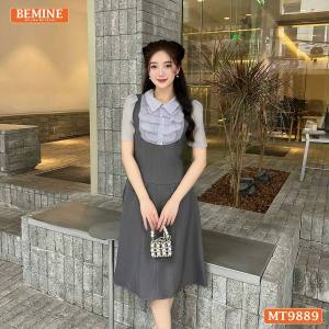 Đầm thiết kế BEMINE cổ đức ngực phối tơ nhún bèo dáng A phù hợp đi làm đi chơi-MT9889