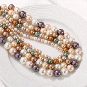 Natural Shell Beads Pearls round Loose Beads Handmade Diy Making Bracelet Necklace Jewelry Material Accessories