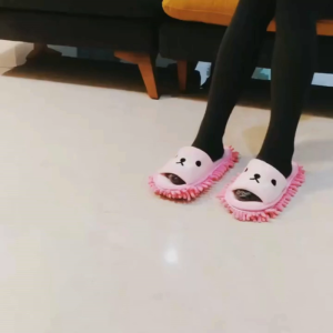 Lazy Mopping Cute Bear Microfiber Mop Slippers – Detachable & Washable Floor Cleaning House Shoes