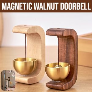 [When The Doorbell Rings Wealth Pours In] Magnetic Walnut Doorbell Japanese Wood Doorbell Fine Carved Solid Wood Door Ringing Decor Clear Ringtone