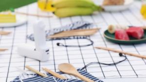 Boao 4 Sets Bamboo Utensils Wooden Utensils Set Reusable Cutlery Travel Chopsticks Fork Spoon Straw Portable Utensil Case for Travel Hiking Picnic Camping Cooking Office Kitchen(Chic Style)