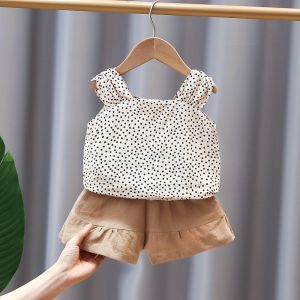 Summer short-sleeved suit baju budak perempuan pitted short sleeve vest 1 tops+fashion lace skirt 0-5 years old trend