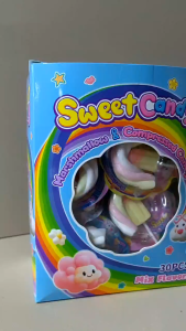 Sweet Candy Marshmallow 30pcs | Mix Flavors 2-in-1 Texture (Marshmallow + Compressed Candy) Soft & Chewy Sweet Treat Fun Sharing Pack Snack Colorful Kids