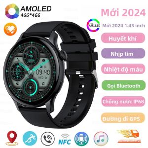 Đồng Hồ Thông Minh Dành Cho Nữ Màn Hình AMOLED HD 1.43 Inch Gọi Bluetooth Chống Nước IP67 Đồng Hồ Thể Thao Với Chức Năng Theo Dõi Nhịp Tim & Các Tính Năng Thể Dục