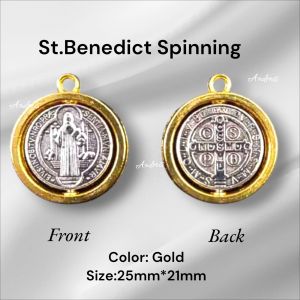 St. Benedict Spinning Center Medal - Religious Medal for Protection