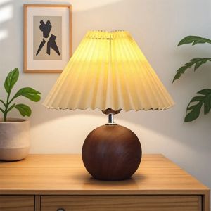 Nordic Pleated Iron Art LED Table Lamp Fabric Tricolour Light For Living Room Home Bedroom Decoration Ambient Night Light
