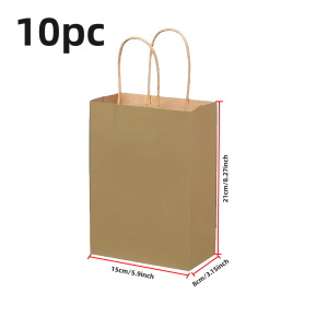 Brown Paper Bag with Handle 10 Pieces 5.9x3.15x8.27 Inch Gift Bag Kraft Paper Bag Used for Retail Parties Shopping Gifts