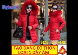Áo Phao Nữ Hàn Quốc Dáng Dài Cao Cấp - Dầy Ấm Có Lông Mũ - Nhập Khẩu Màu Ghi Và Nhiều Màu Đẹp - MÃ PHAODAIHANQUOC05