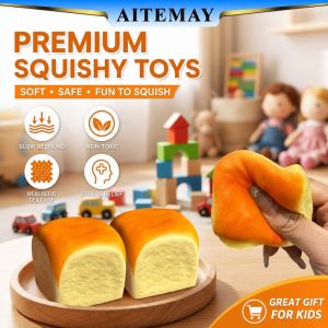 Aitemay 2 gói thực tế bánh mì Đồ chơi squishy chậm tăng PU bọt thần tài đồ chơi làm giảm căng thẳng cho trẻ em người lớn trường văn phòng quà tặng Đảng ủng hộ BPA-Miễn phí không độc hại