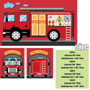 Fire-Truck Bunk Bed Curtains Premium and Customizable Cartoon Loft Bed Curtains to Enhance The Imaginative Creation Bedroom