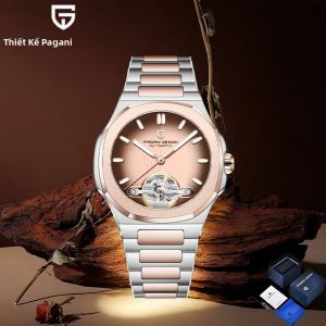 Pagani Design Nam Vàng Hồng Đồng Hồ Cơ Tourbillon Đồng Hồ Cơ Khí Tự Động Thời Trang Mặt Kính Sapphire Hộp Quà Tặng Thép Không Gỉ