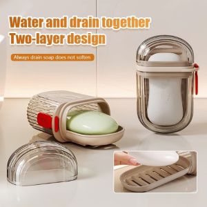 【On Sale】3Pcs Transparent Portable Travel Soap Dish Box Holder Container Soap Box Case