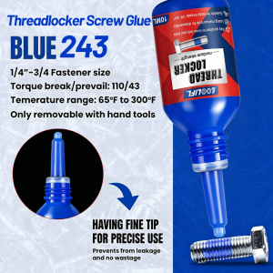 LOOLIFL 263 Thread Locker Blue 243 Removable Threadlocker Metal Screw Glue High Strength Agent Anaerobic Adhesive Corrosion