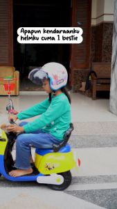 Helm Bogo Retro Anak Printing Kids Laki Laki Perempuan Usia 2 3 4 5 6 Tahun Karakter Keropi Lucu