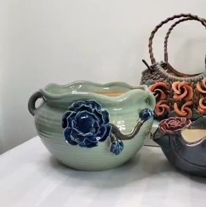 กระถาง เซรามิก กระถางต้นไม้ กระถางบอนไซ ปลูกต้นไม้ กระบองเพชร แต่งสวน ทรงกลม