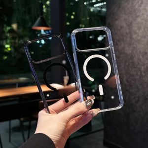 เคส iPhone17 pro Max แบบใสแม่เหล็ก ปุ่มโลหะ สีดำ ป้องกันรอยขีดข่วน ดีไซน์เรียบง่าย รับประกันคุณภาพ